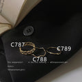 Gold Tone Slim Round Wave And Chain Pattern Rings In Three Styles view 3