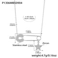 Stainless Steel Safety Pin Zircon Necklace Star Heart Charm view 6