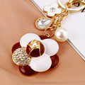 Layered Enamel Camellia Flower Keychains in Three Colors view 7