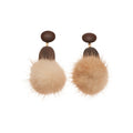 Brown Geometric Pom Pom Drop Earrings in Two Shapes view 5