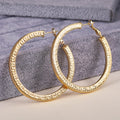 Gold Greek Key Hoop Earrings Polished Statement Fashion Jewelry view 5
