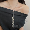 Silver Tone Teardrop Cluster Tassel Necklace Fashion Jewelry view 3