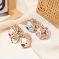Rhinestone Beaded Pig Keychain Gold Clasp Multicolor Cord Options view 1