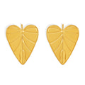 Heart Leaf Vein Texture Stud Earrings Gold Silver Pair view 5