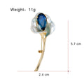 Blue Gold Tone Lotus Metal Brooch Pin for Jackets and Lapels view 2