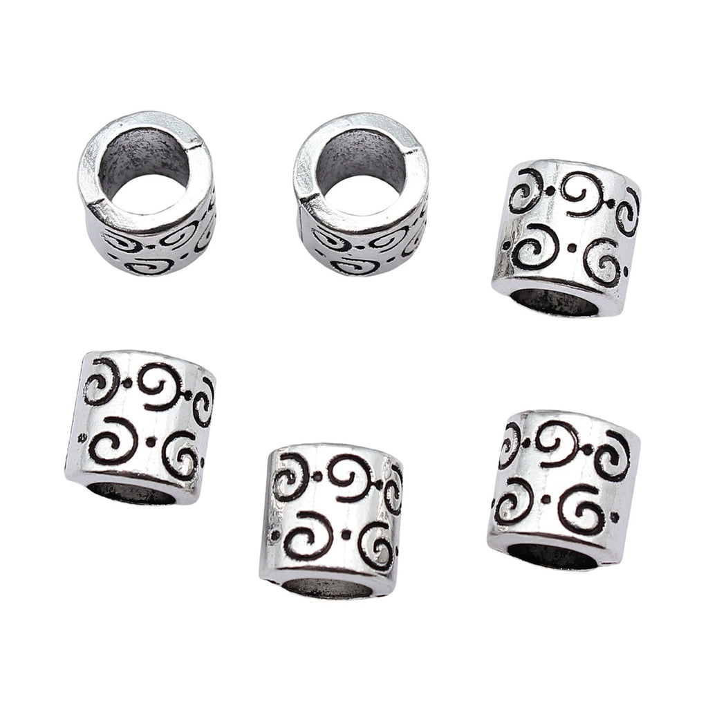 9x9x9mm 1.9g Antique Silver Zinc Alloy Spiral Pattern Large Hole Beads for DIY Bracelet Jewelry