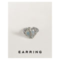Open Adjustable Silver Heart Opaline Glass Crystal Ring view 2