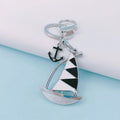 Enamel Sailboat Keychain Metal Anchor Pendant Bag Charm view 2
