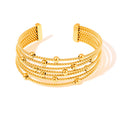 Gold Multi Strand Twisted Rope Bead Open Cuff Bangle view 5