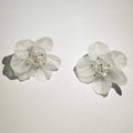 White Translucent Hydrangea Look Flower Stud Earrings view 3