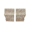 Crystal Mesh Layered Square Earrings with Polished Metal Tone Details view 5
