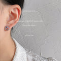 Silver Tone Clear Stone Openwork Stud Earrings With Aqua Accents view 2