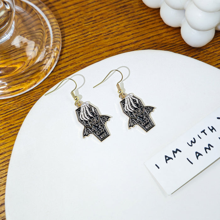 Five Gothic Hand Eye Bat Rose Novelty Hook Earrings
