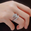 Round Crystal Bridal Style Ring with Curved Pavé Band view 2