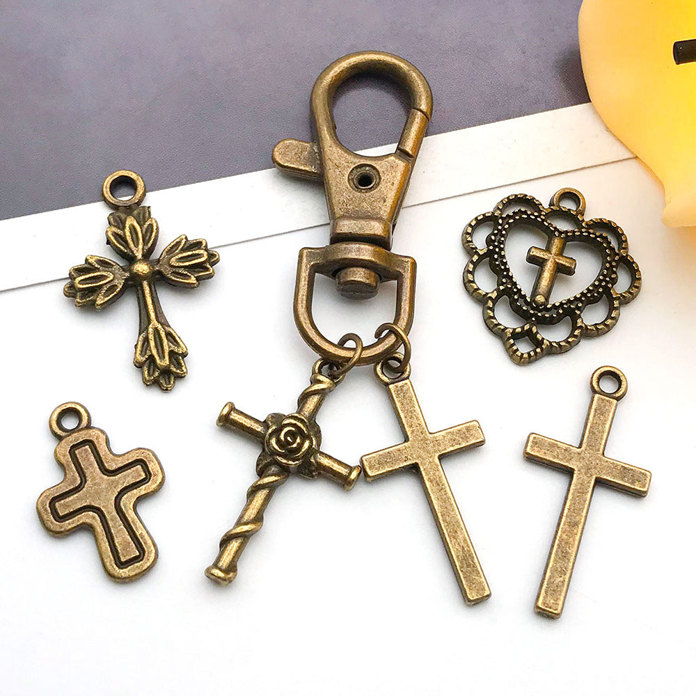 Antique Bronze Zinc Alloy Cross Charm Pendant for DIY Bracelet Necklace Religious Jewelry