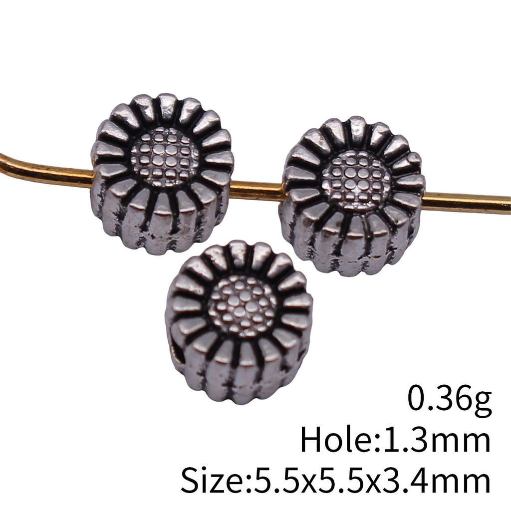 5.5x5.5x3.4mm 0.36g Multicolor Zinc Alloy Double Sided Sunflower Round Spacer Beads for DIY Jewelry Making