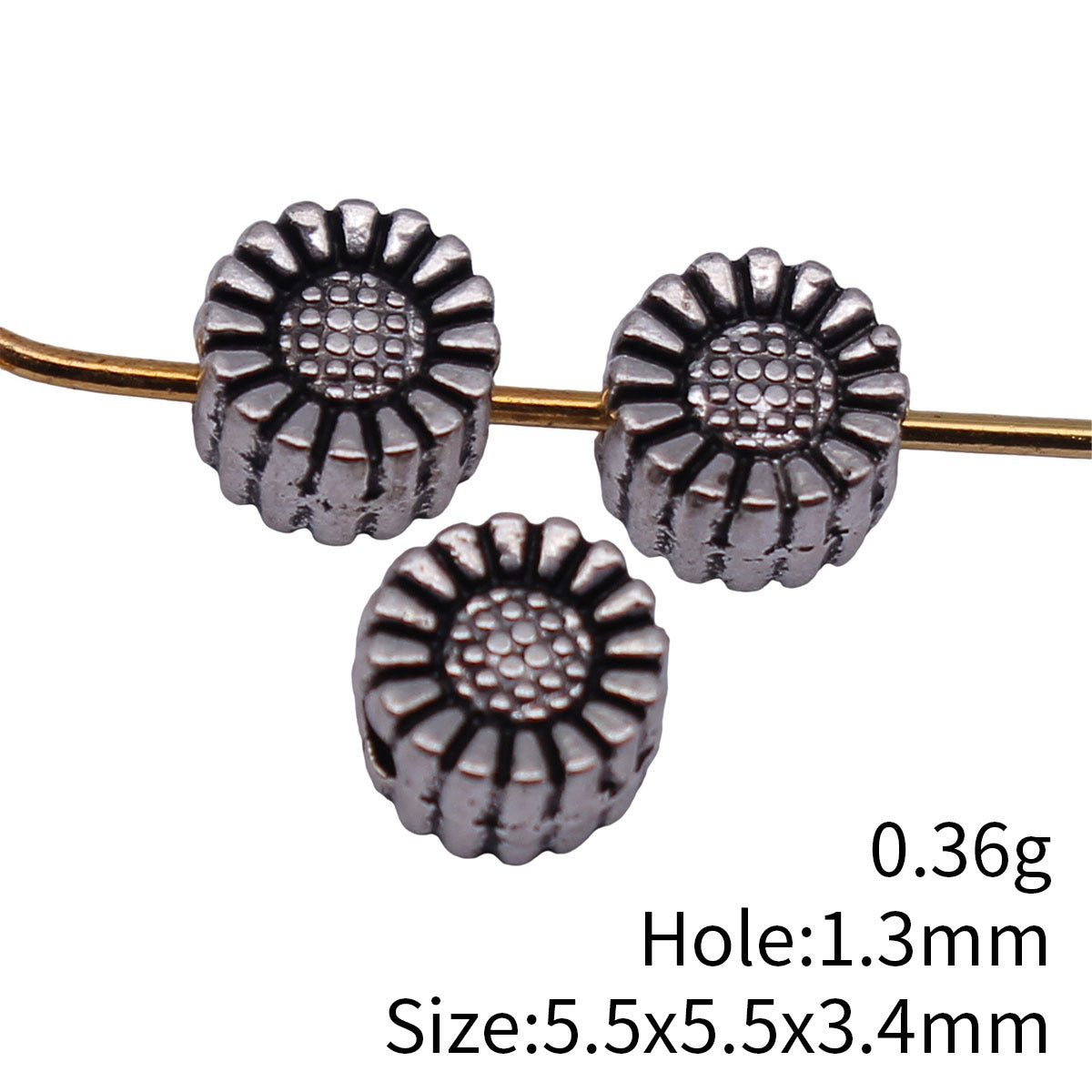 5.5x5.5x3.4mm 0.36g Multicolor Zinc Alloy Double Sided Sunflower Round Spacer Beads for DIY Jewelry Making