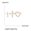 Heartbeat Line Brooch Cross Wave Open Heart Metal Pin view 7