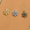 Double-Sided Snowflake Metal Charm Pendant in 4 Finishes for Jewelry Making view 1