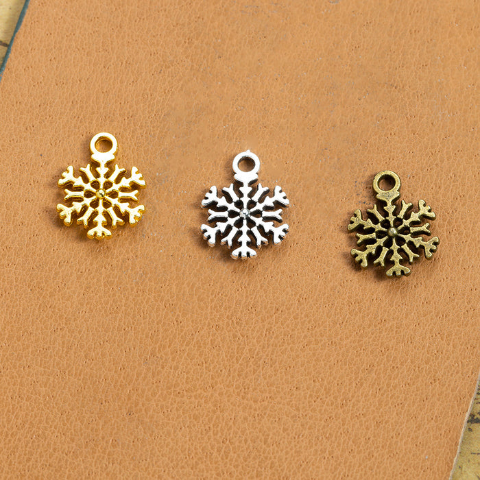 Double-Sided Snowflake Metal Charm Pendant in 4 Finishes for Jewelry Making