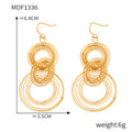 Gold Multilayer Concentric Wire Circle Drop Hook Earrings view 6