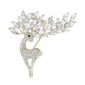 Rhinestone Deer Brooch Marquise Crystal Antlers Gold Silver view 1