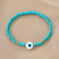 Turquoise Bead Evil Eye Stretch Bracelets in Two Colors view 3
