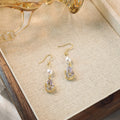 Lavender Teardrop Pearl Look Gold Tone Hook Earrings view 2