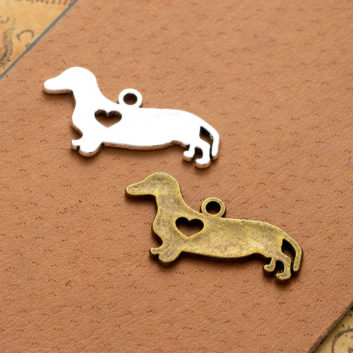 Vintage Punk Alloy Dog Heart Charm Pendant 33x18mm
