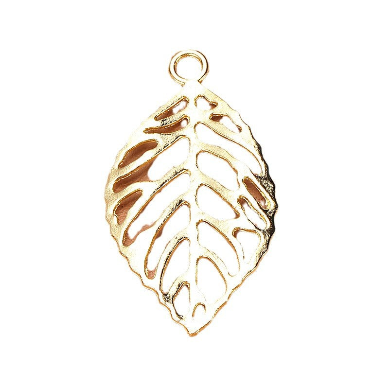 48x26mm Vintage Hollow Leaf Alloy Pendant