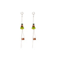 Green and Brown Beaded Abstract Long Drop Earrings view 5