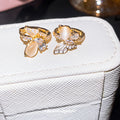 Gold Tone Butterfly Stud Earrings with Crystal Wings view 4