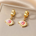 Gold Huggie Shell Eye Drop Earrings 7 Iris Frame Styles view 3