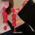 Rose Petal Cascade Stud Earrings in Six Bright Colors view 4