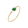 Gold Open Cuff Bracelet Green Turquoise Ball And Zircon Tip view 5