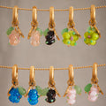 Resin Flower and Strawberry Drop Hoop Earrings with Agate Accents view 3