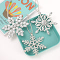 Silver Rhinestone Snowflake Hanging Ornament Set Three Styles view 2