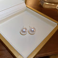 White Pearl Round Classic Stud Earrings in Four Sizes view 7