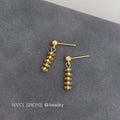 Metal Ball Post Faceted Bead Bar Drop Earrings Two Tones view 4