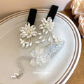 Pearl Flower Velvet and Crystal Flower Hair Clips Two Styles view 2