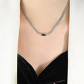 Double Curb Chain Rectangle Zircon Necklace Bracelet Set view 9