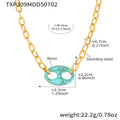 Gold Stainless Steel Chain Necklace Resin Mariner Link Pendant view 10