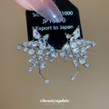 Silver Tone Crystal Star Cluster Stud Earrings Decorative Jewelry view 2