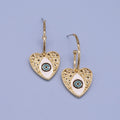 Gold Tone Openwork Heart Evil Eye Long Hook Earrings view 3