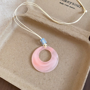 Colorful Geometric Pendant Cord Necklaces in Nine Designs