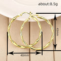 Gold Tone Twisted Wavy Thin Hoop Latch Back Earrings view 4