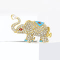 Crystal Elephant Brooch A Gold-Tone Walking Elephant Covered In Clear Crystals view 2