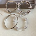 Geometric Metal Acrylic Four Piece Bangle Sets Gold Silver view 7