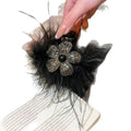 Black Feather Rhinestone Five Petal Flower Shark Claw Clip view 5
