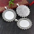 Sunflower Edge Round Pendant Bezel Trays in Two Antique Finishes view 2